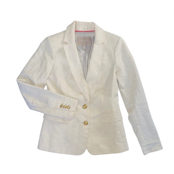 Classic Linen Blend Blazer - Ivory - Picture 2 of 4